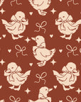 Duckling Waltz Rust ducklings wallpaper in rust and shell
