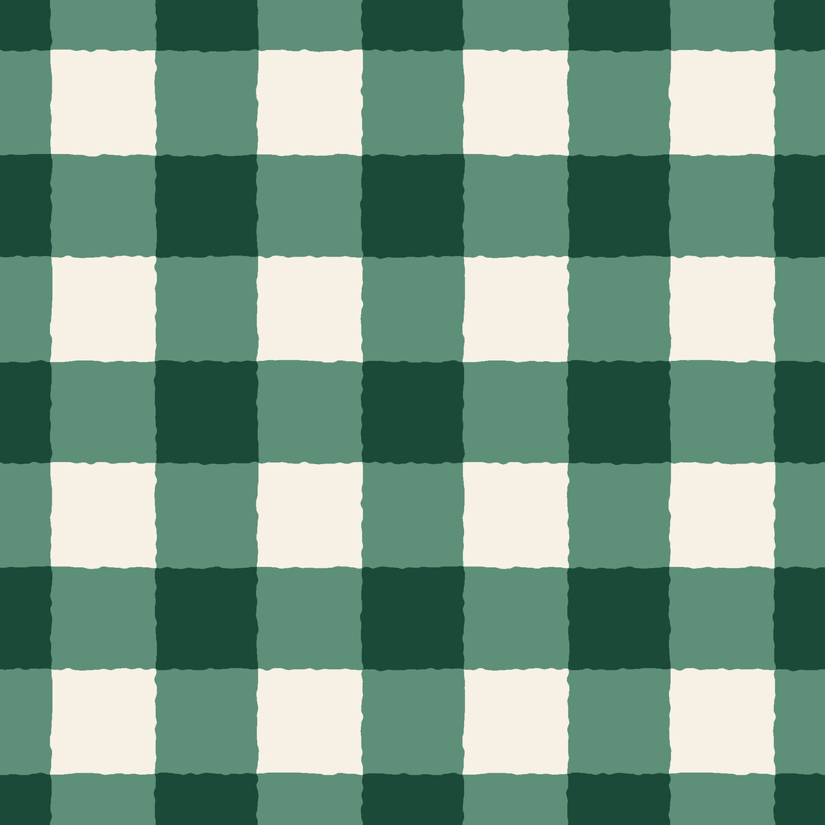 Dune Plaid Emerald gingham check wallpaper in emerald and ivory