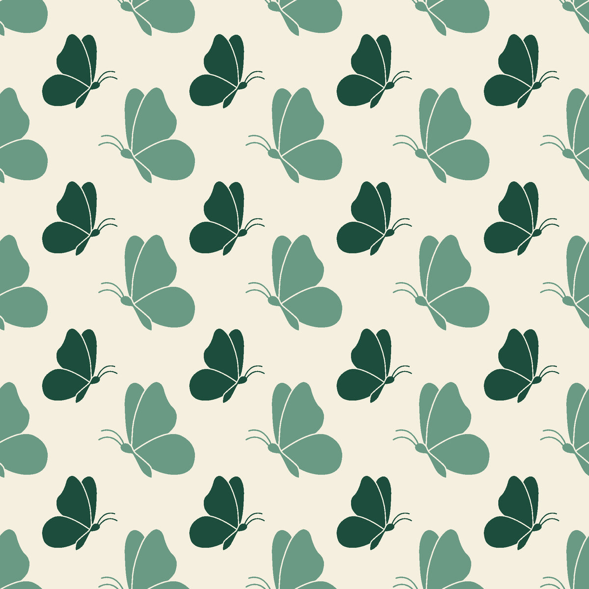 Dust & Wing Emerald butterflies wallpaper in emerald and ivory
