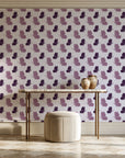 Dust & Wing Plum butterflies wallpaper on the wall of a grand entry foyer