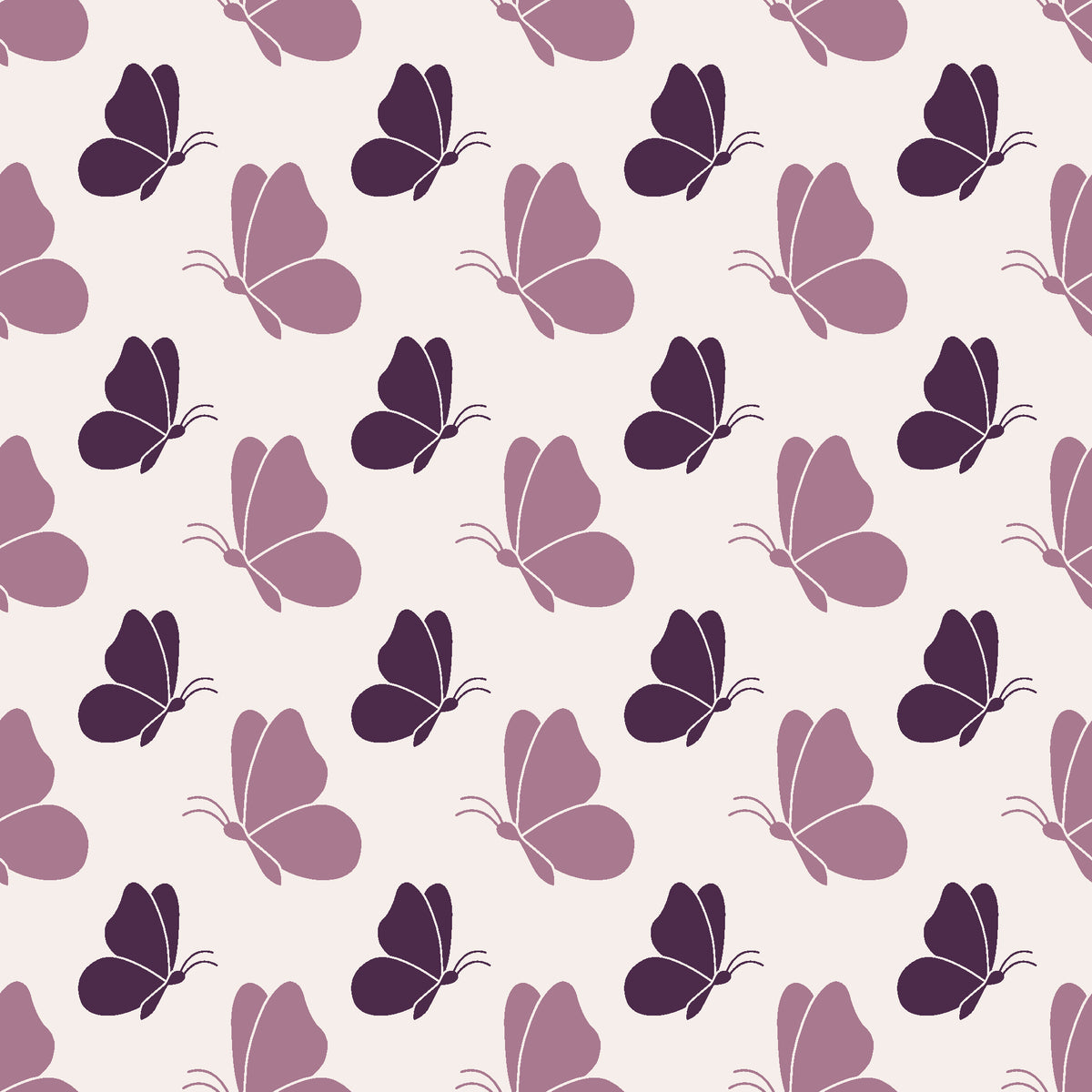 Dust & Wing Plum butterflies wallpaper in plum and pearl