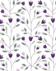 Ember & Leaf Aubergine botanical floral wallpaper in aubergine and lilac