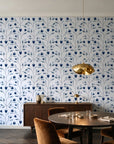 Ember & Leaf Midnight botanical floral wallpaper in an elegant dining room