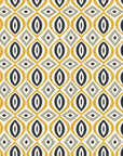 Ember & Iron Mustard retro ogee wallpaper in mustard and charcoal