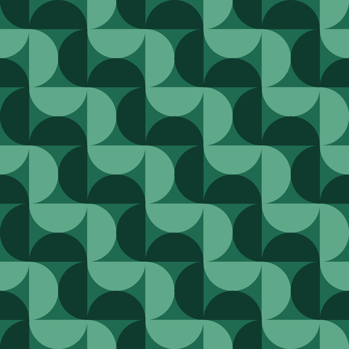 Ember Mosaic Emerald retro geometric wallpaper in emerald green