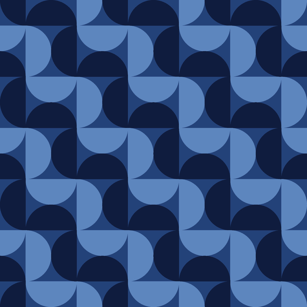 Ember Mosaic Midnight retro geometric wallpaper in midnight blue