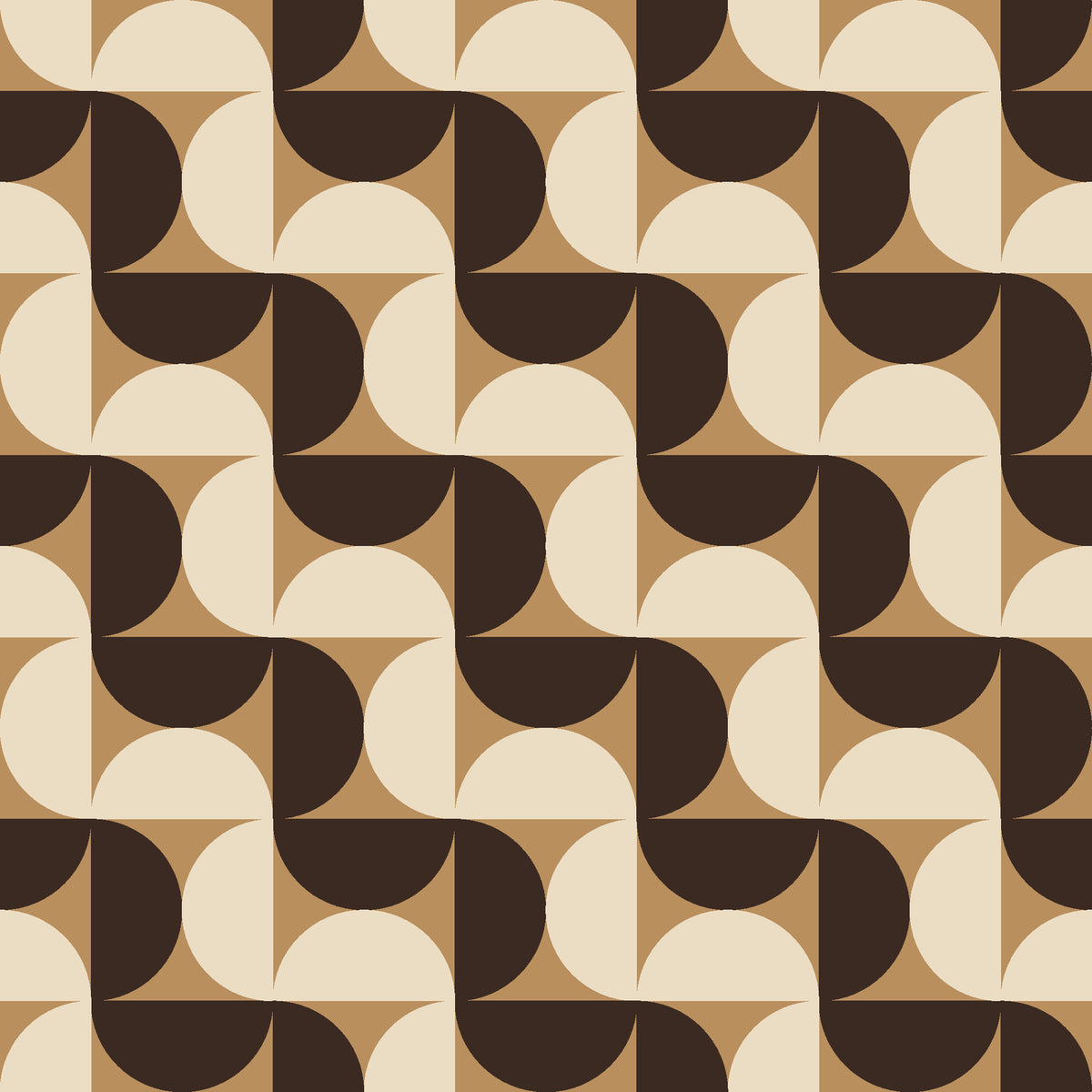 Ember Mosaic Mocha retro geometric wallpaper in mocha and cream