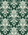 Ethereal Flowers Emerald damask wallpaper in emerald green and ivory