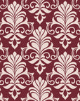Ethereal Flowers Garnet damask wallpaper in garnet and blush