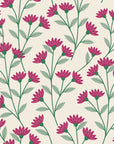 Evening Garden Linen botanical floral wallpaper in linen and berry