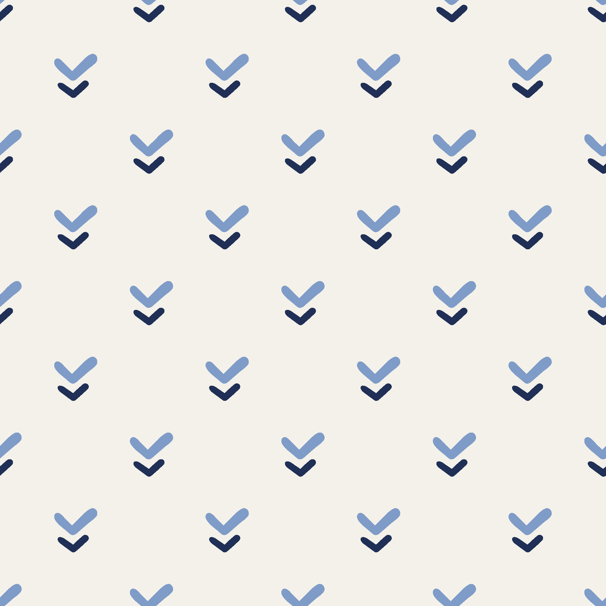 Falling Grace Navy chevron wallpaper in navy and pearl