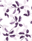 Falling Softly Plum botanical leaf wallpaper in plum and lilac