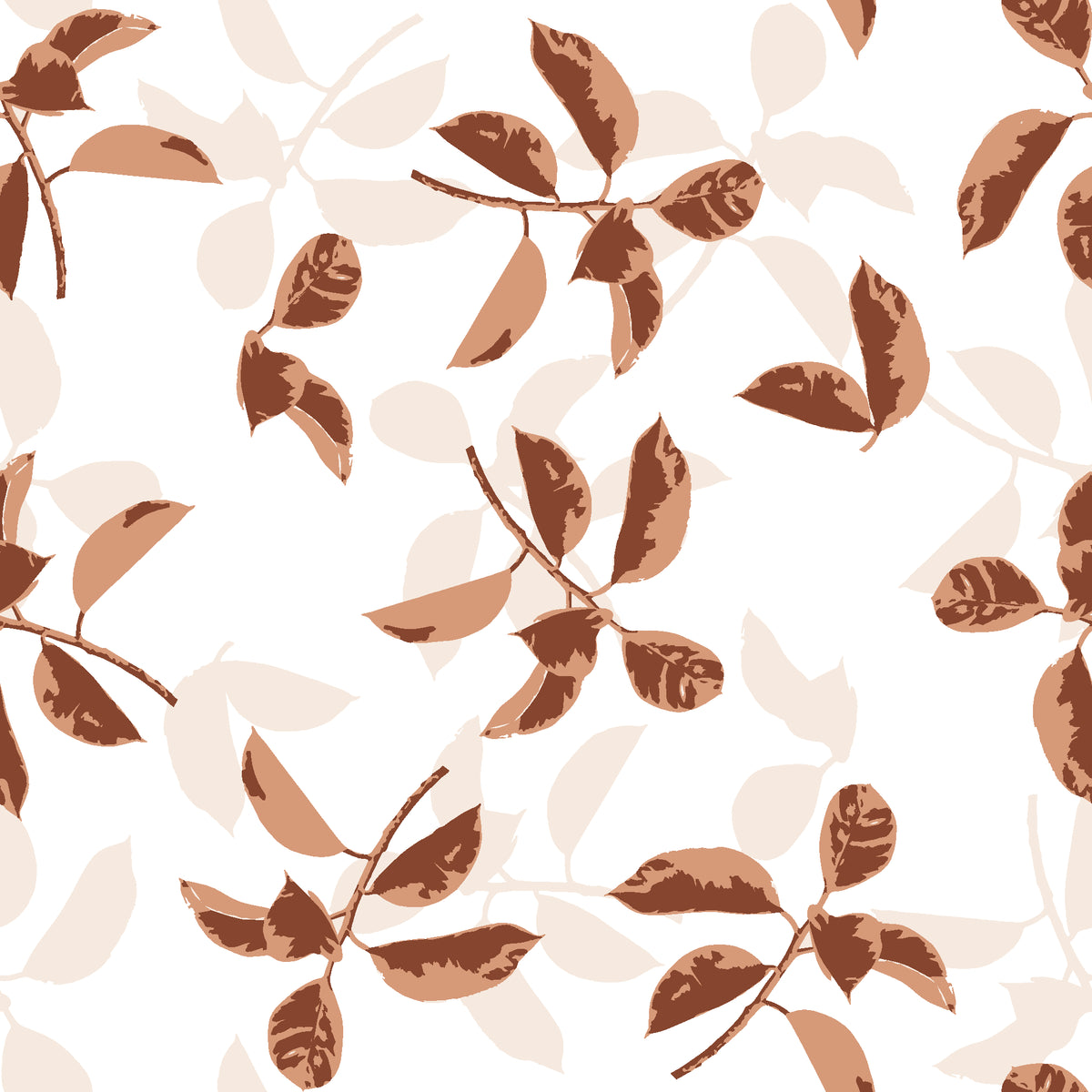 Falling Softly Terracotta botanical leaf wallpaper in terracotta and blush
