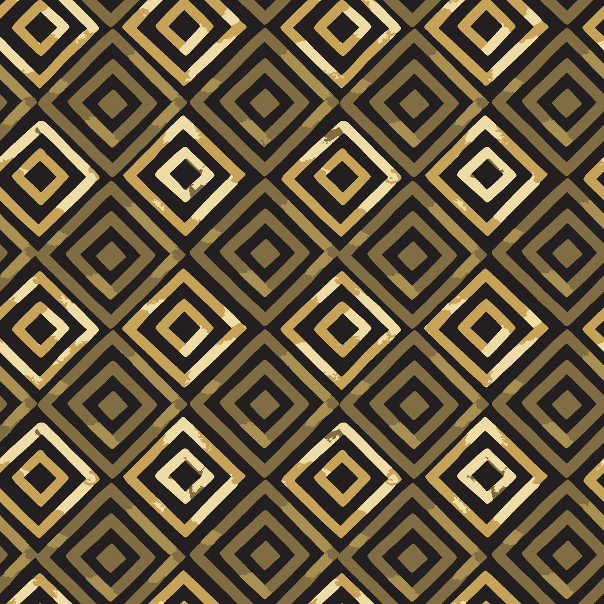 Fern Lattice Gilt hand-drawn diamond wallpaper in gold and black
