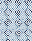 Fern Lattice Navy hand-drawn diamond wallpaper in navy and pearl