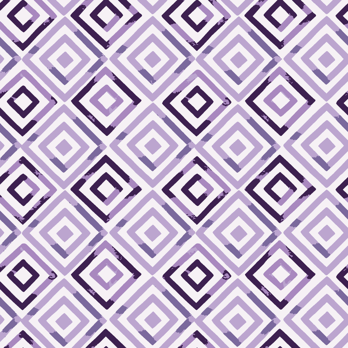 Fern Lattice Plum hand-drawn diamond wallpaper in plum and lavender