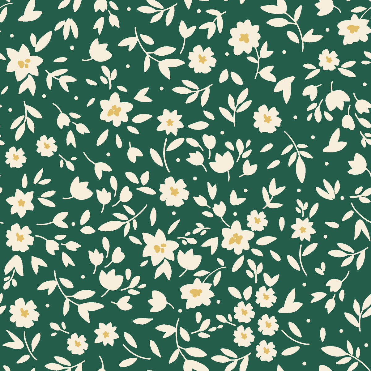First Bloom Emerald ditsy floral wallpaper in emerald and ivory
