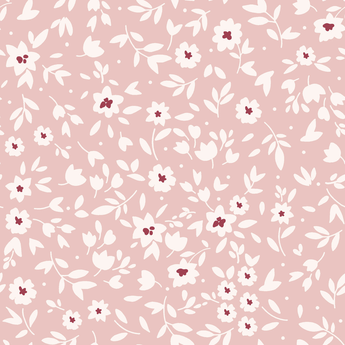 First Bloom Rose ditsy floral wallpaper in rose and blush