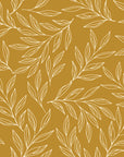 Forest Leaf Ochre botanical leaf wallpaper in ochre and cream