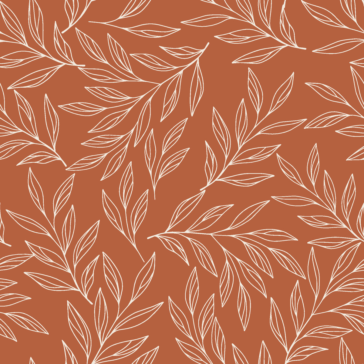 Forest Leaf Terracotta botanical leaf wallpaper in terracotta and cream