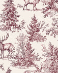 Frost & Fable Burgundy woodland toile wallpaper in burgundy and blush