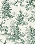 Frost & Fable Forest woodland toile wallpaper in forest green and ivory