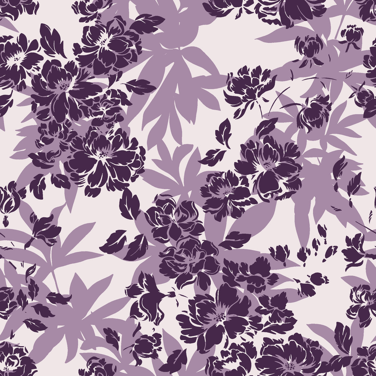 Frost Garden Veil Plum floral wallpaper in plum and pearl