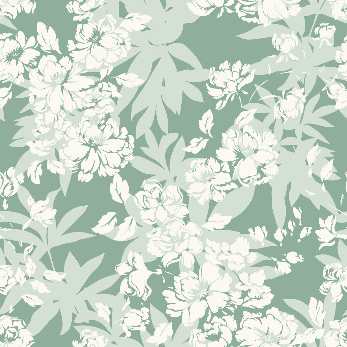 Frost Garden Veil Sage floral wallpaper in sage and cream