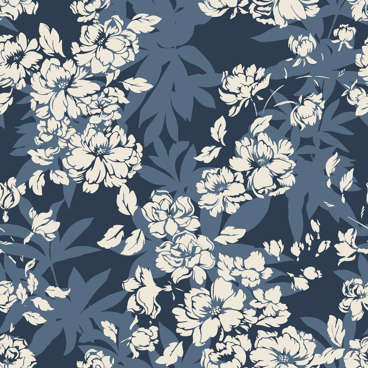 Frost Garden Veil Slate floral wallpaper in slate and ivory
