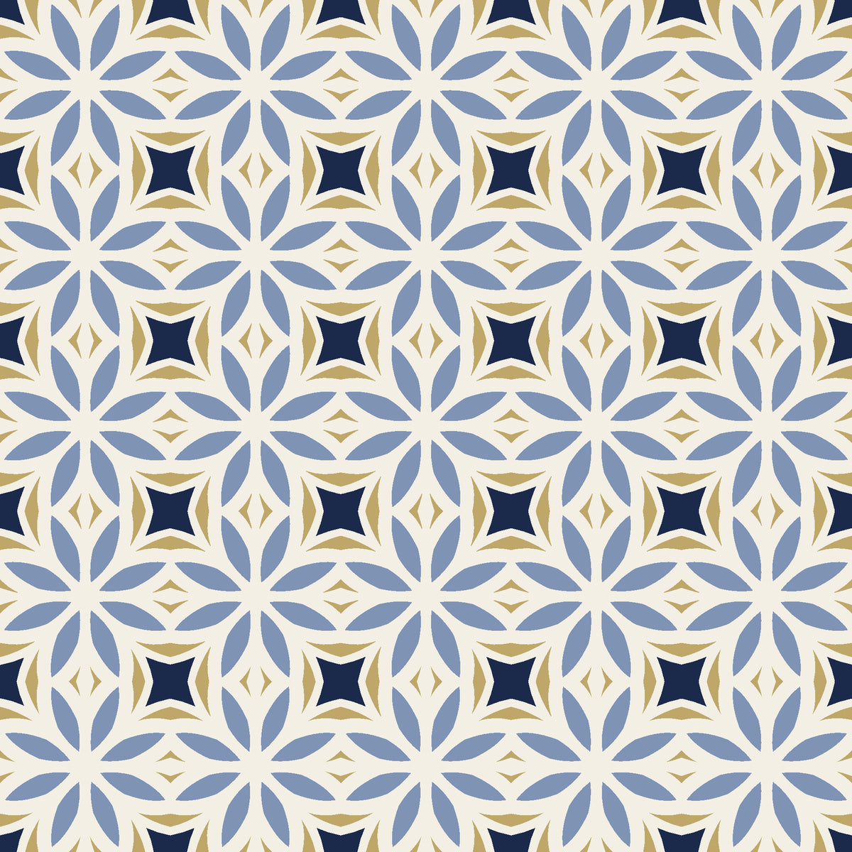 Frost Mosaic Midnight geometric tile wallpaper in midnight and ivory