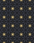 Frost Mosaic Noir geometric tile wallpaper in black and gold