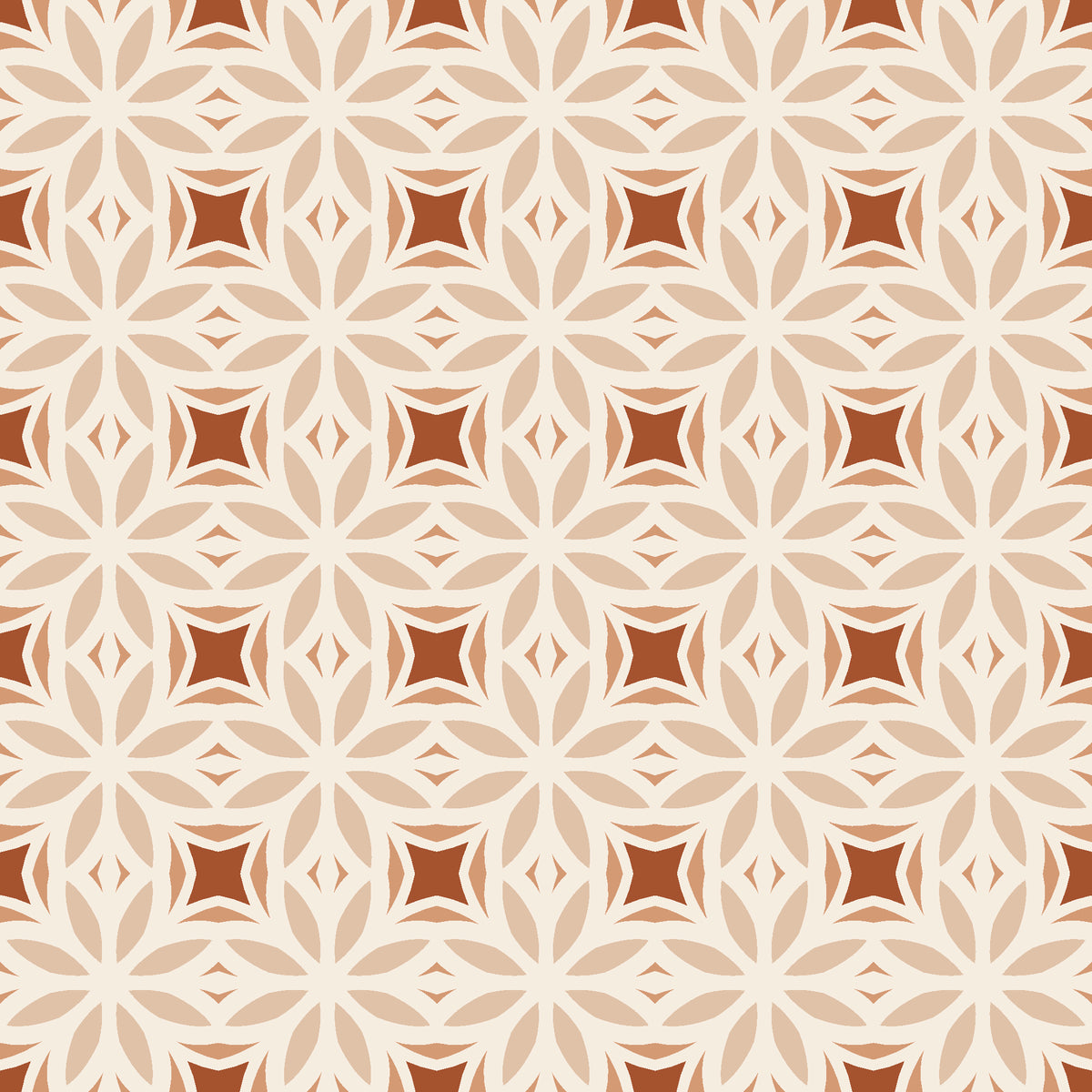 Frost Mosaic Terracotta geometric tile wallpaper in terracotta and sand