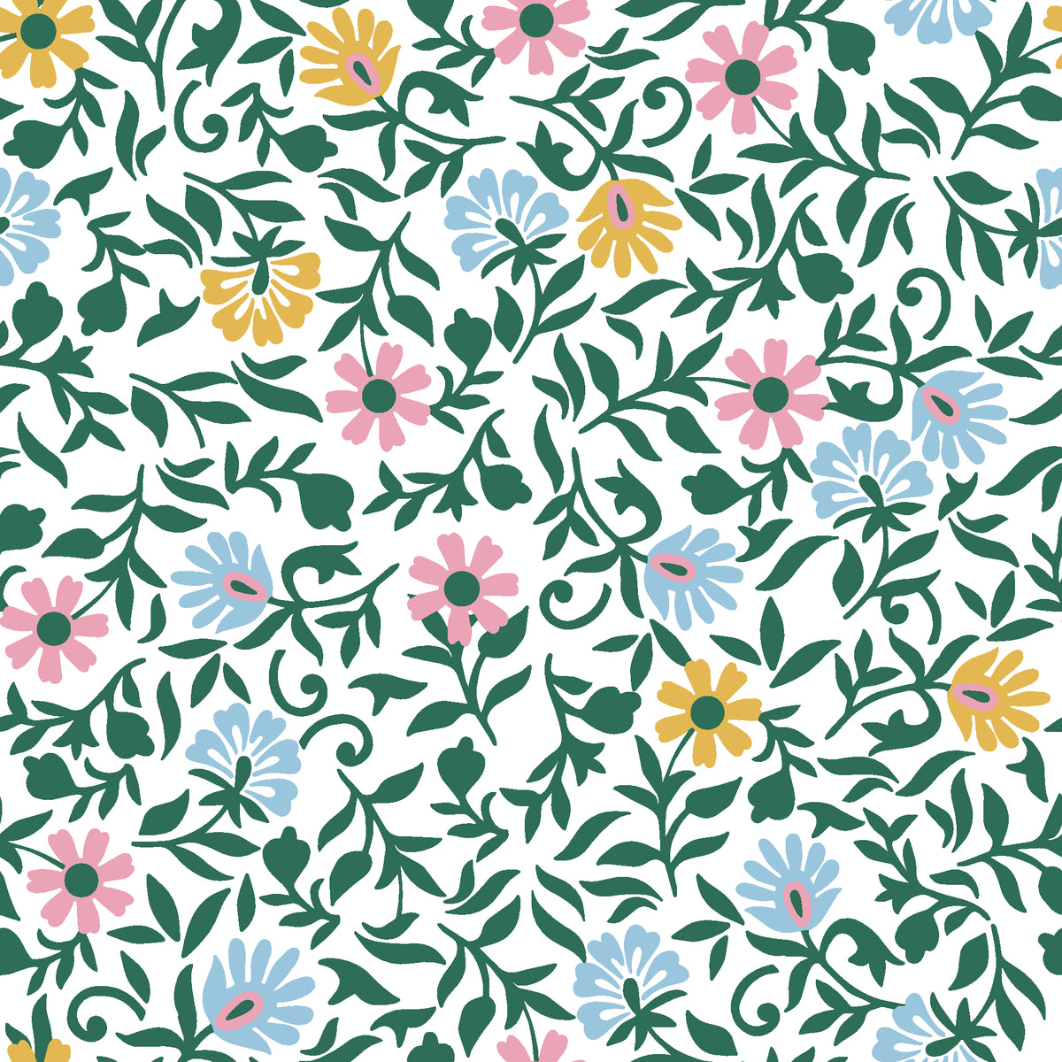 Garden Reverie Emerald floral wallpaper in emerald and gold