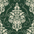 Gentlebotan Forest botanical damask wallpaper in forest green and champagne