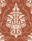 Gentlebotan Terracotta botanical damask wallpaper in terracotta and cream