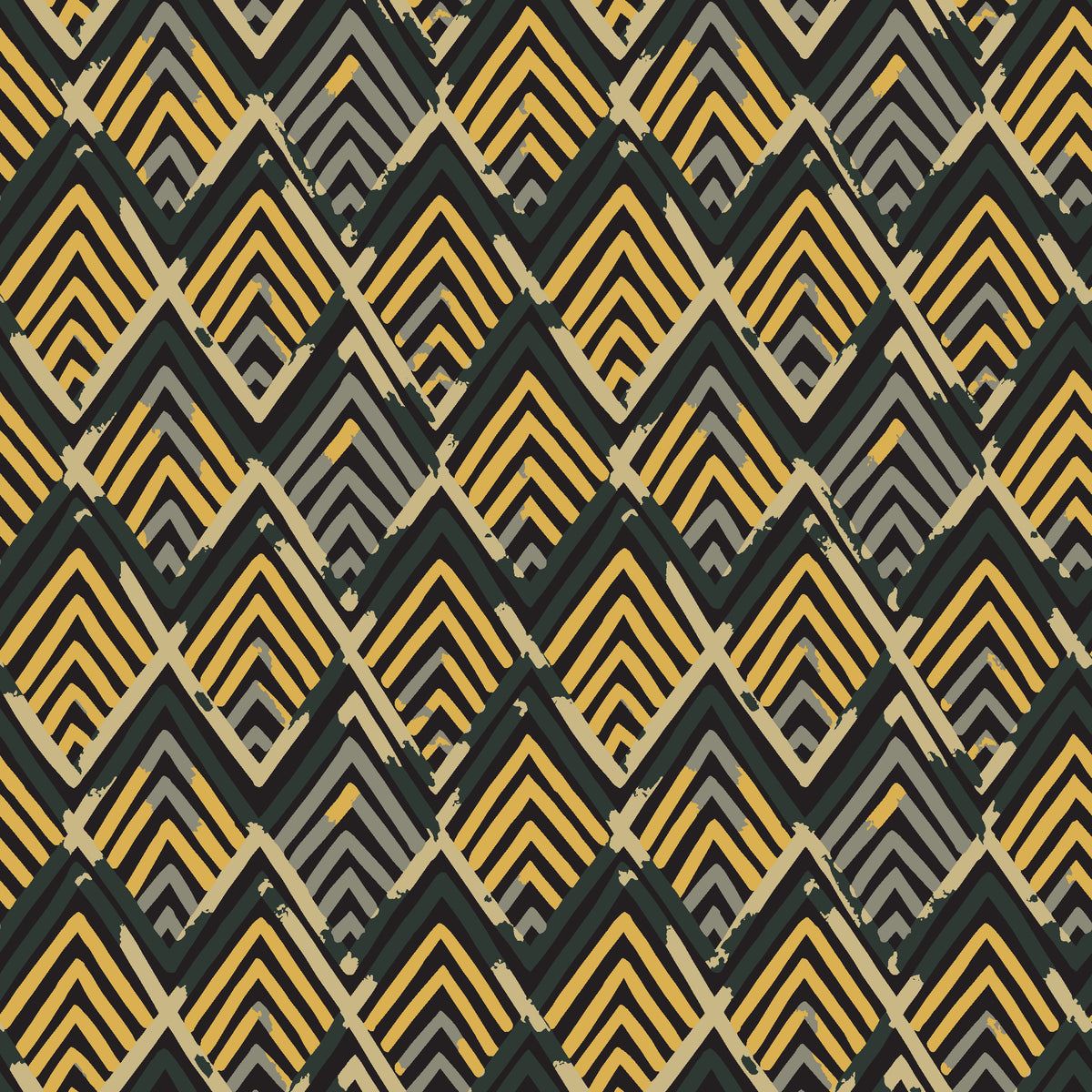 Gilded Crossing Onyx chevron geometric wallpaper in onyx and gold