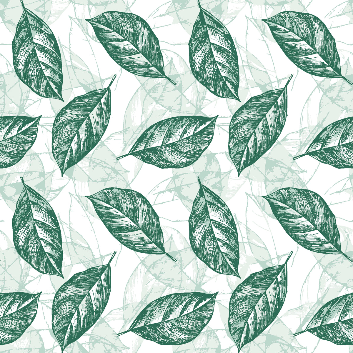 Gilded Frond Emerald leaf wallpaper in emerald and mist