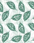 Gilded Frond Emerald leaf wallpaper in emerald and mist