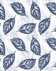 Gilded Frond Navy leaf wallpaper in navy and silver