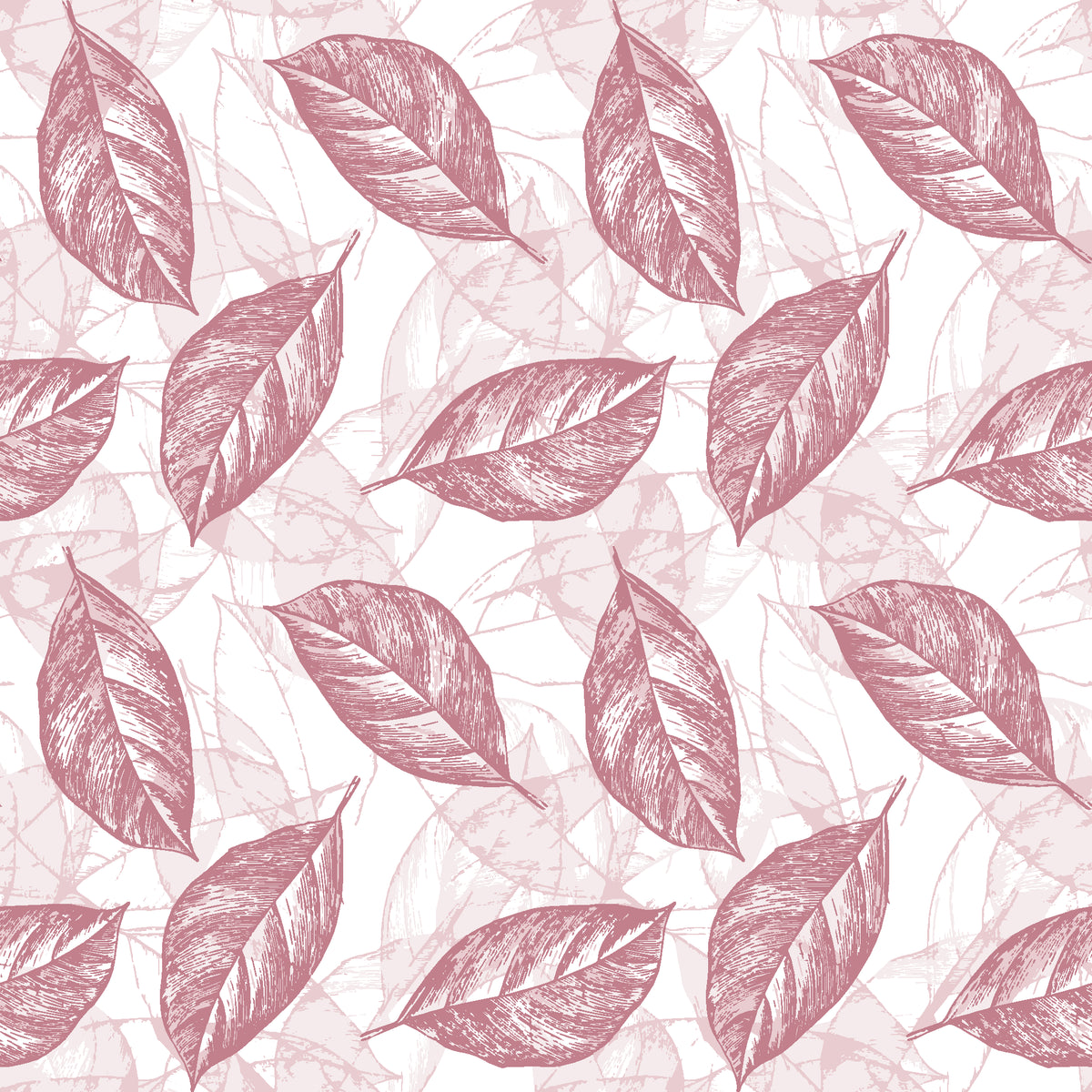 Gilded Frond Rose leaf wallpaper in rose and blush
