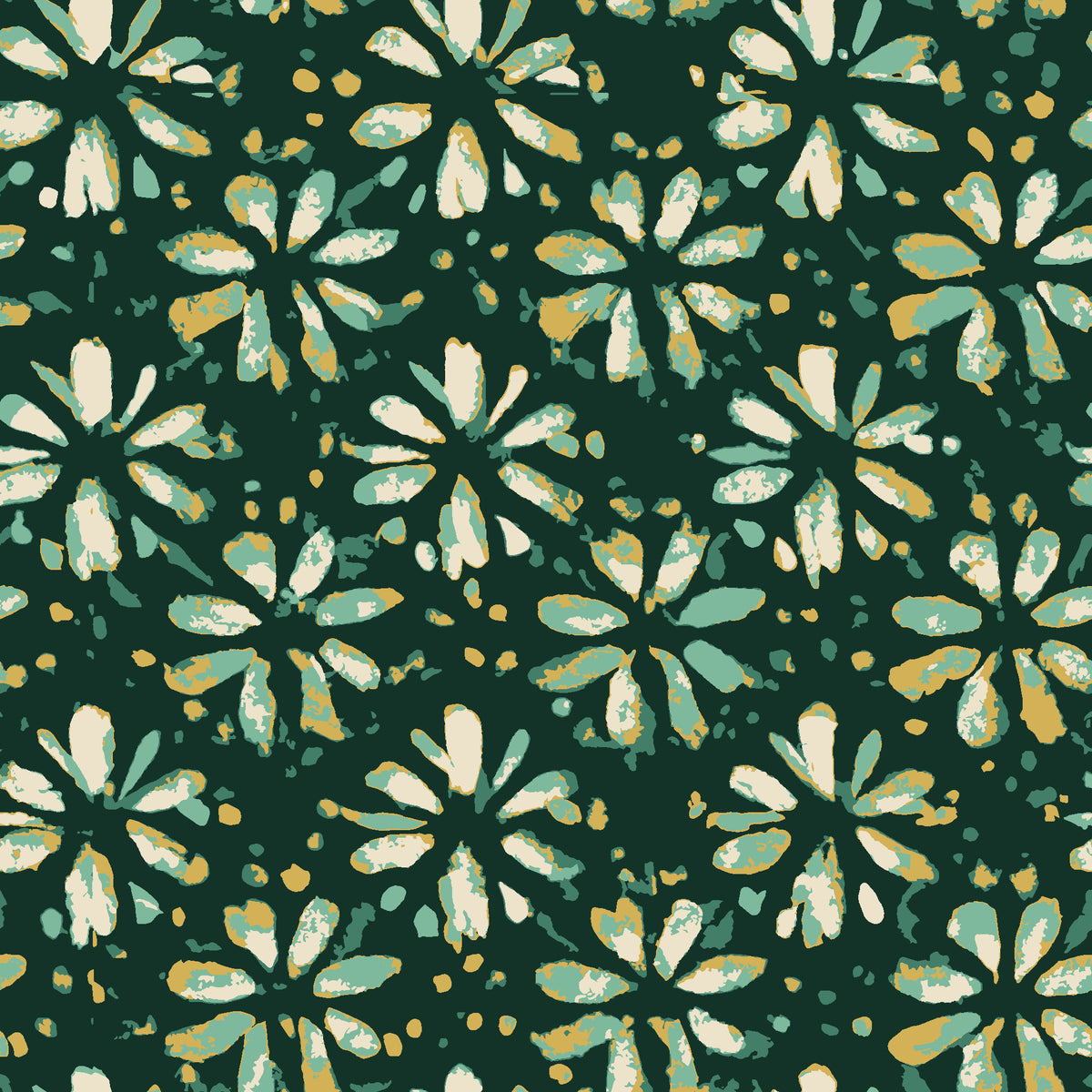Gilt Scatter Emerald floral scatter wallpaper in emerald and ivory