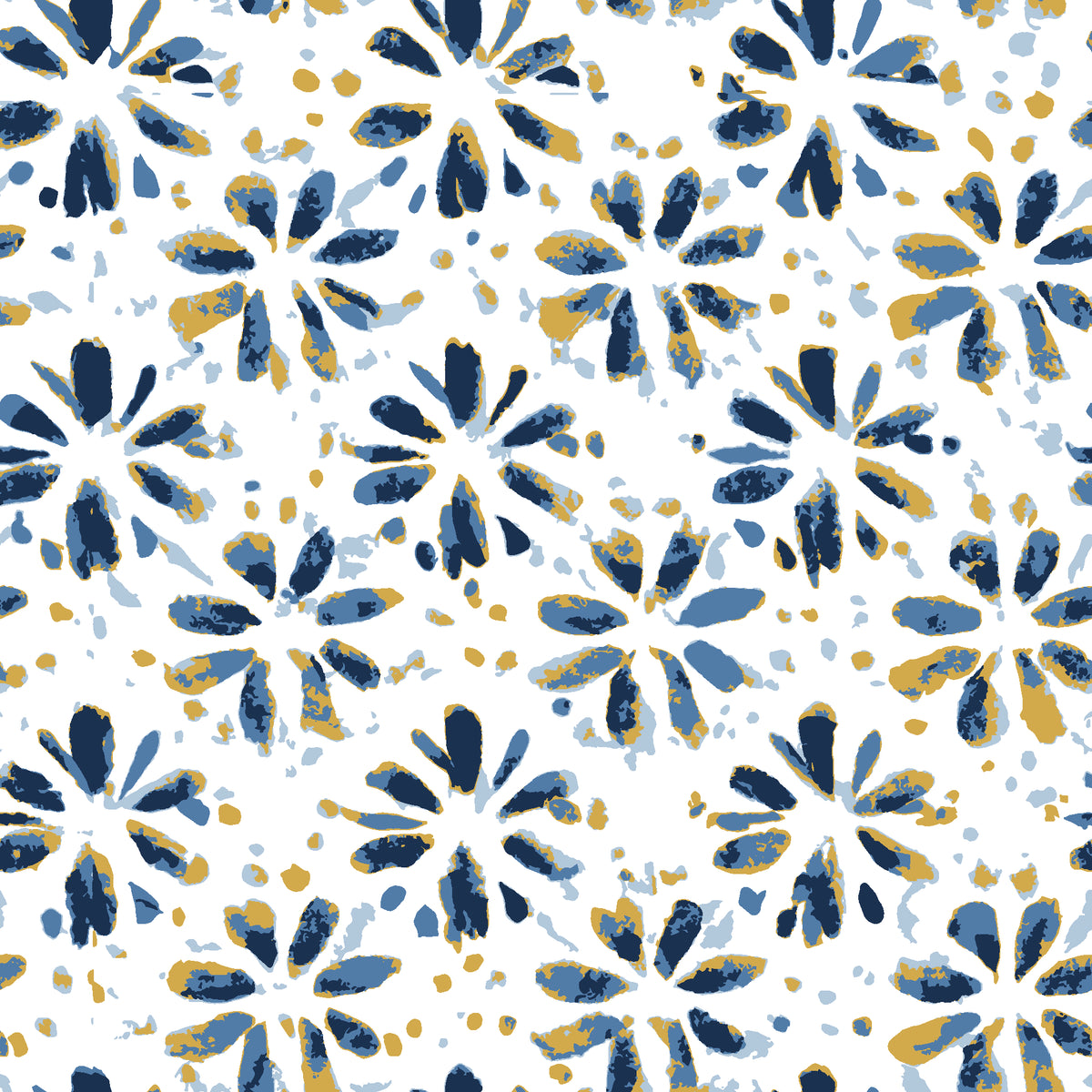 Gilt Scatter Navy floral scatter wallpaper in navy and gold