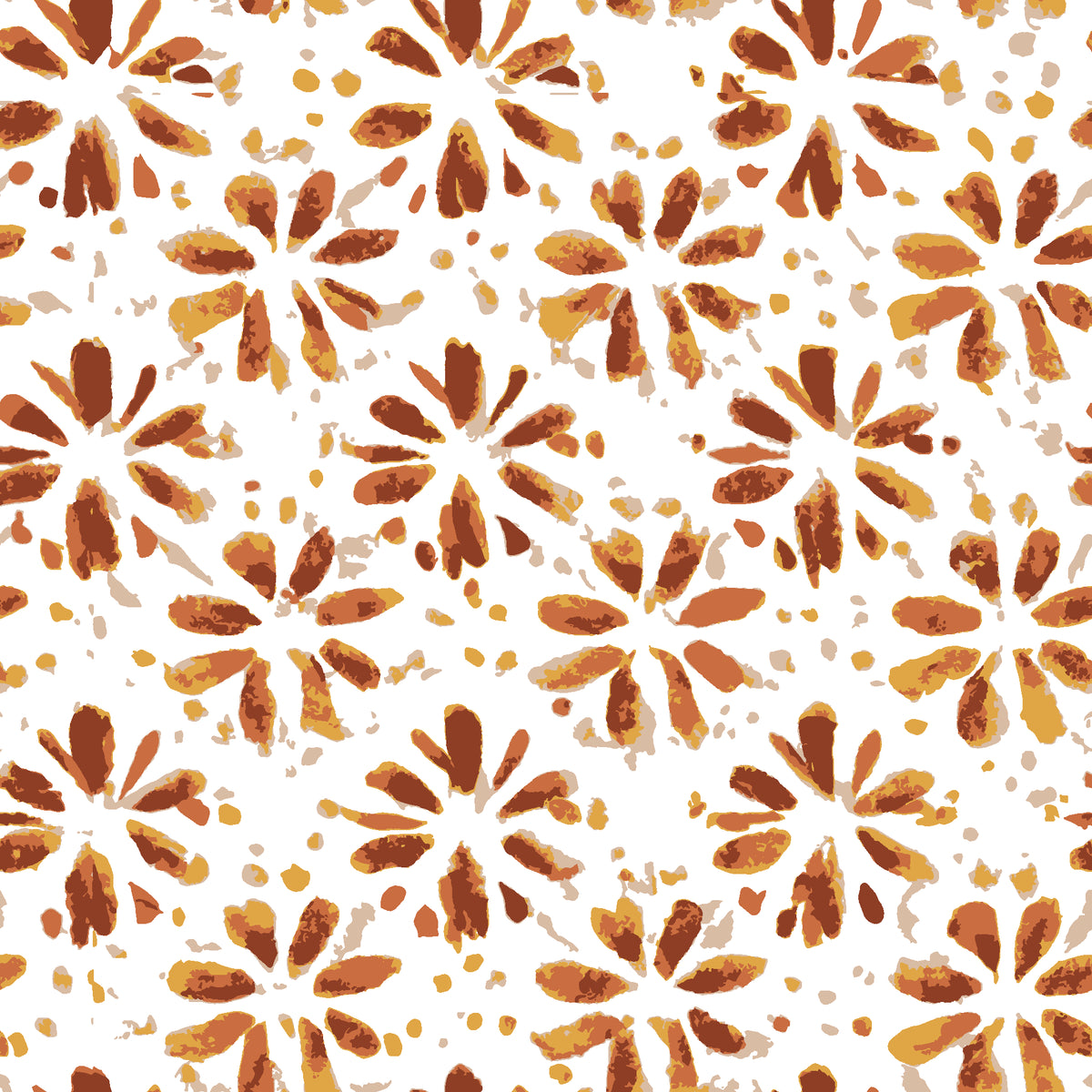 Gilt Scatter Terracotta floral scatter wallpaper in terracotta and saffron