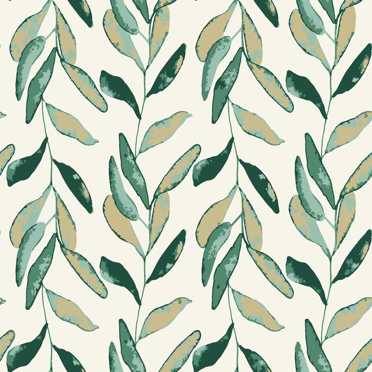 Hanging Garden Emerald botanical wallpaper in emerald and sage