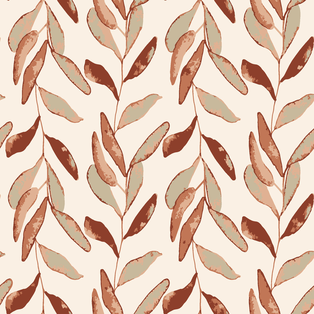 Hanging Garden Terracotta botanical wallpaper in terracotta and sand