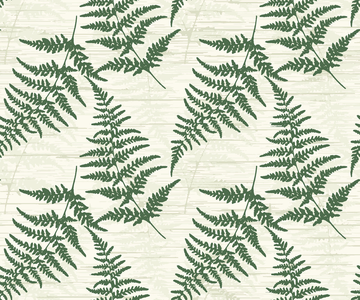 Harbor Fern Moss fern wallpaper in moss and cream