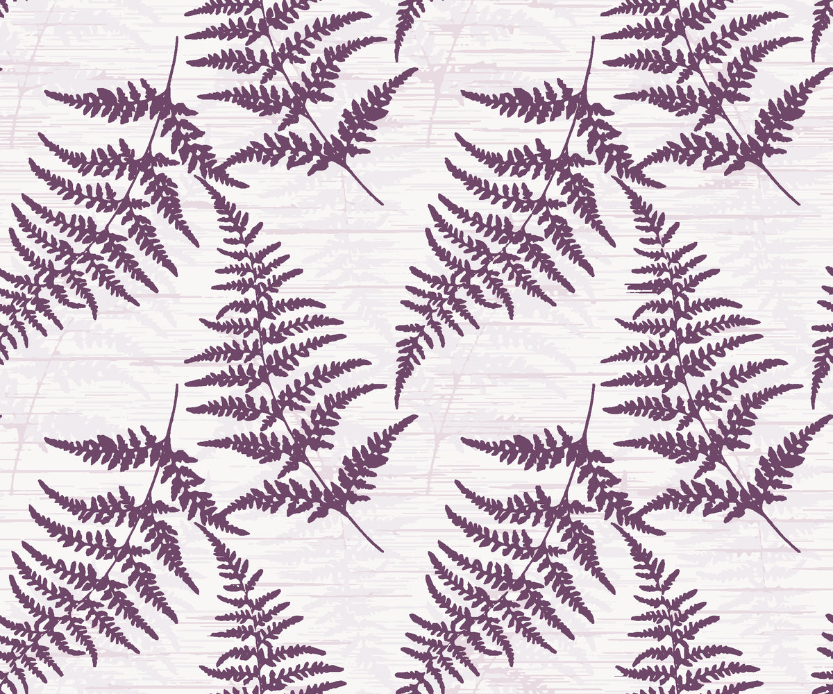 Harbor Fern Plum fern wallpaper in plum and pearl