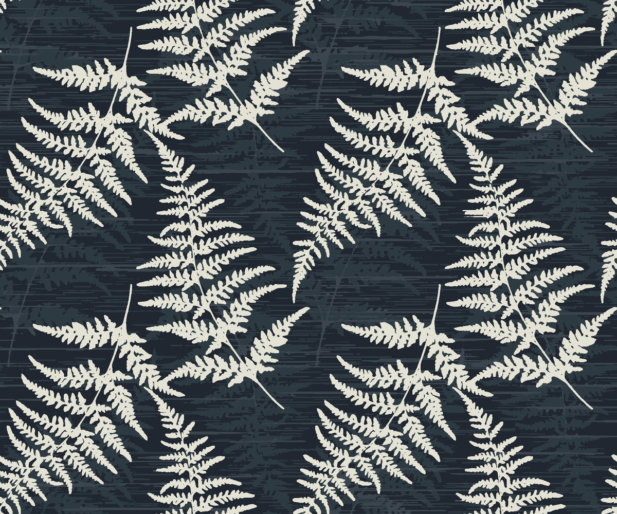 Harbor Fern Slate fern wallpaper in slate and ivory