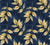 Harvest Crown Midnight leafy branch wallpaper in midnight and champagne