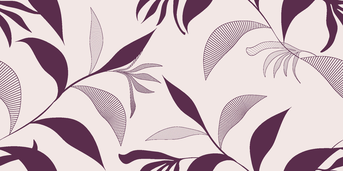 Hatched Frond Plum hatched frond wallpaper in plum and blush